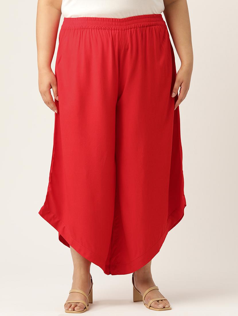 women high rise solid culottes trouser - 21497172 - Zoom Image - 0