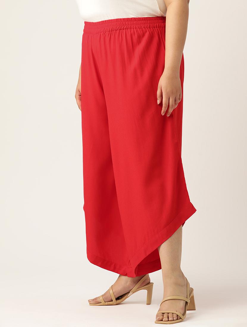 women high rise solid culottes trouser - 21497172 - Standard Image - 1