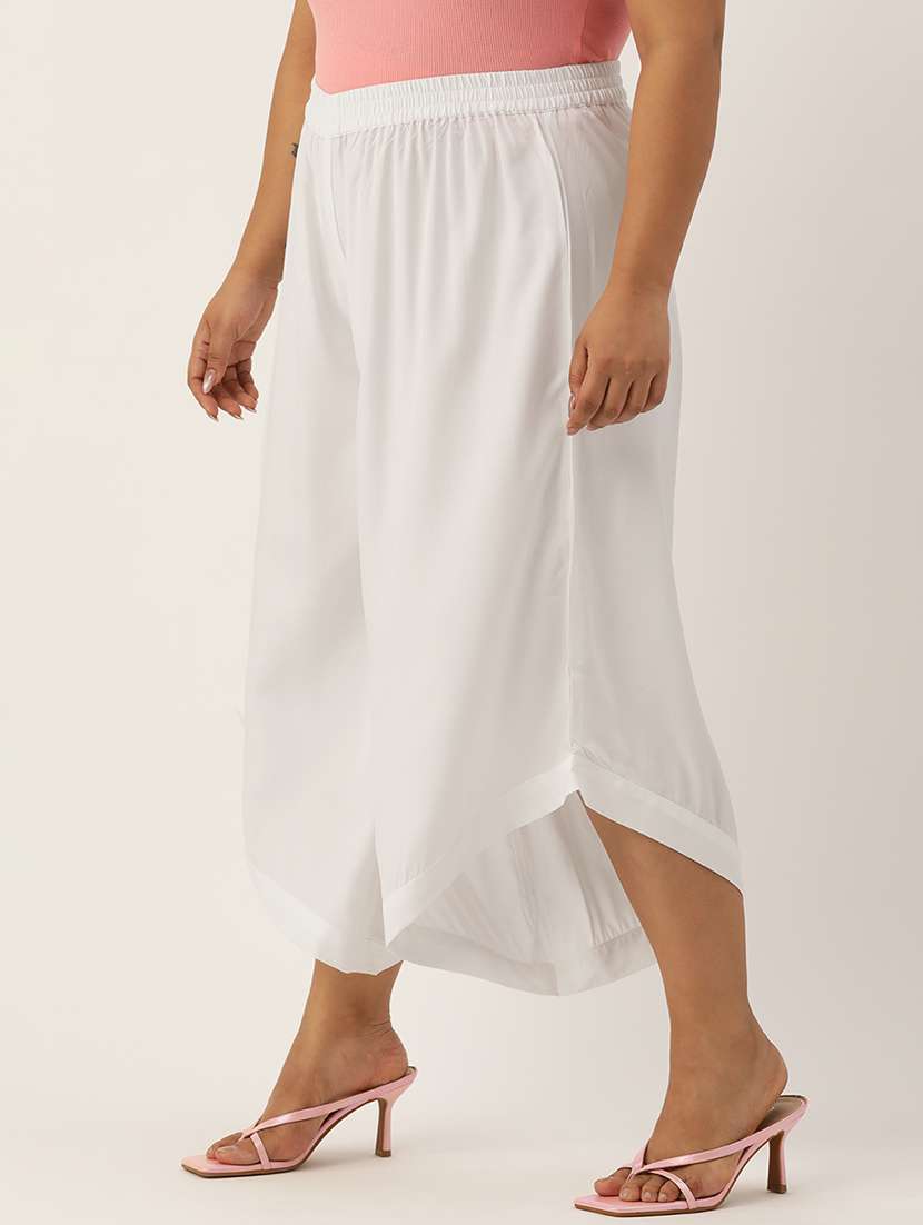 women high rise solid culottes trouser - 21497175 -  Standard Image - 1