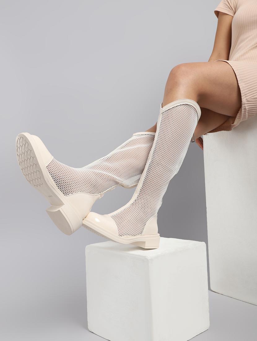 women beige knee length boots - 21497189 - Standard Image - 6