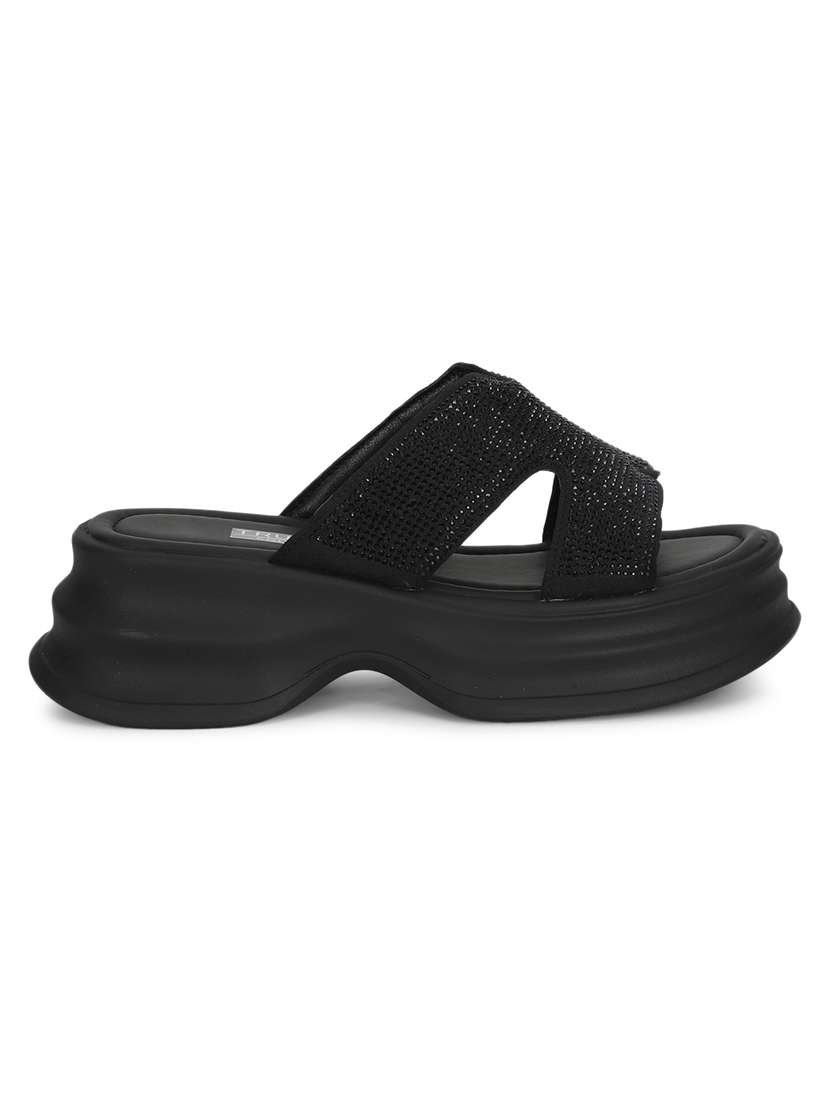 women black slip on sandal - 21497211 -  Standard Image - 1