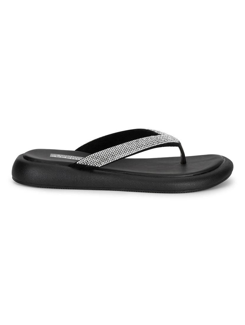 women black embellished slippers - 21497214 -  Standard Image - 1