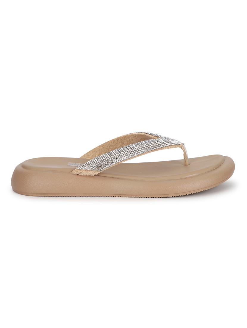women nude embellished slippers - 21497215 - Standard Image - 1