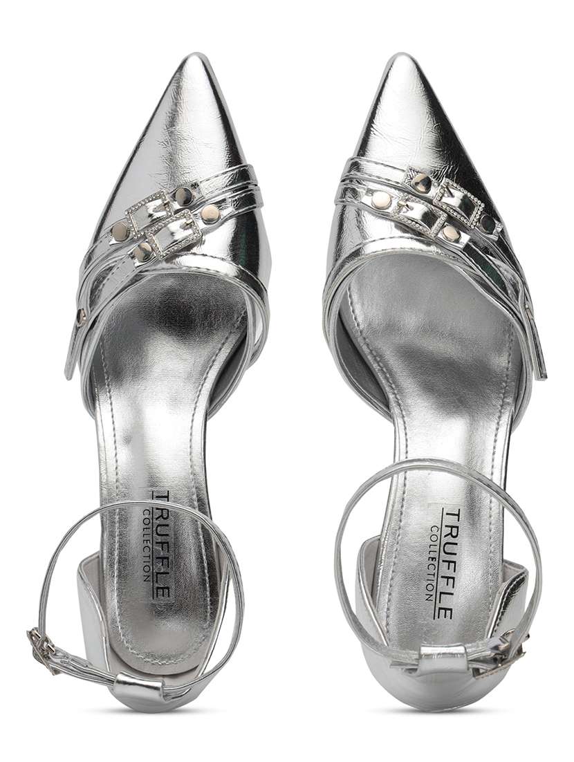 women silver ankle strap pumps - 21497225 -  Standard Image - 4