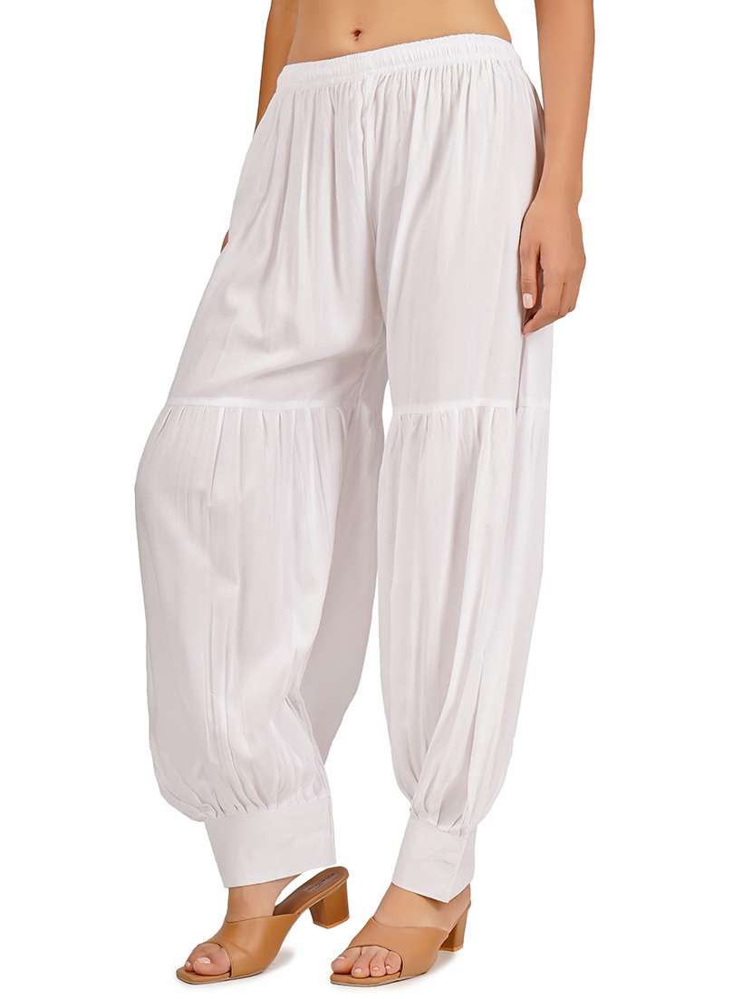 white solid mid rise salwar - 21497269 -  Standard Image - 1