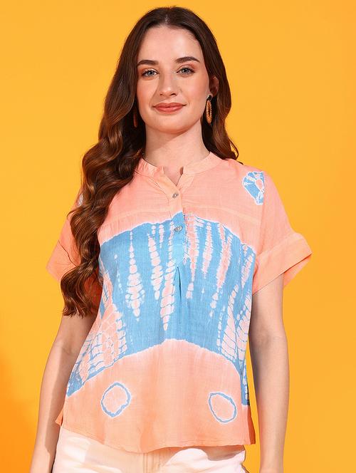 women printed mandrain neck top - 21497271 -  Standard Image - 0