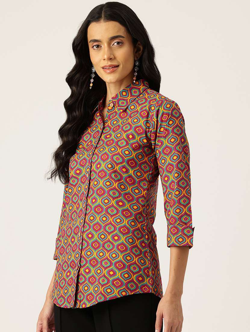 women printed collared shirt - 21497302 -  Standard Image - 1