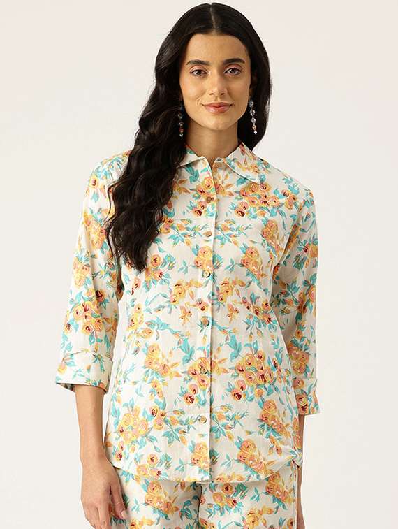 women collared printed regular shirt