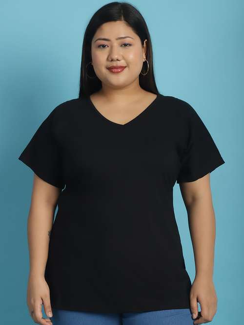 women v-neck solid regular t-shirt - 21497329 -  Standard Image - 0