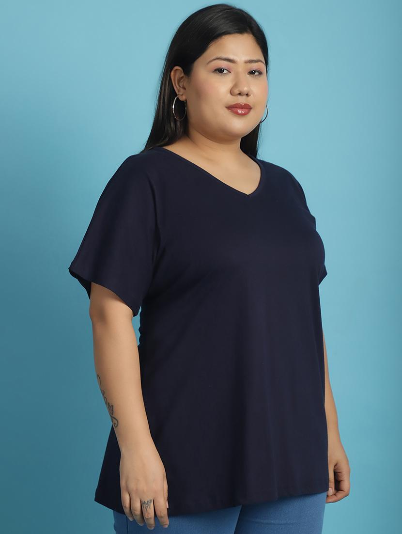 women v-neck solid regular t-shirt - 21497336 -  Standard Image - 1