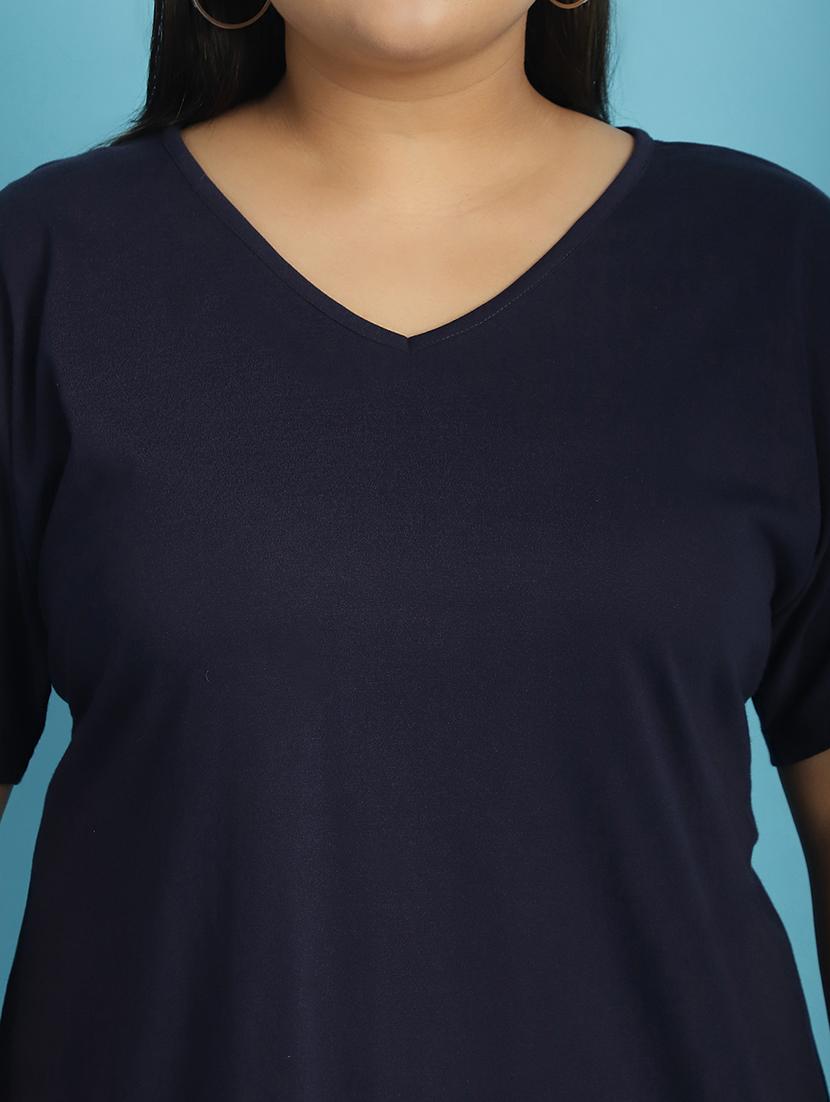 women v-neck solid regular t-shirt - 21497336 - Standard Image - 4