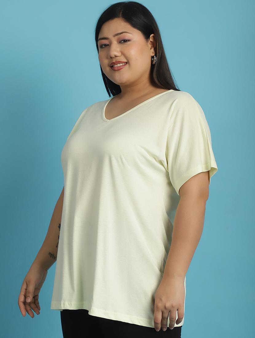 women v-neck solid regular t-shirt - 21497337 -  Standard Image - 1