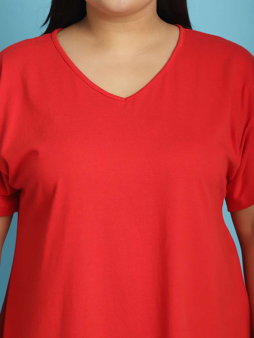 women v-neck solid regular t-shirt - 21497339 -  Standard Image - 4