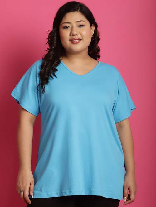 women v-neck solid regular t-shirt - 21497341 -  Standard Image - 0