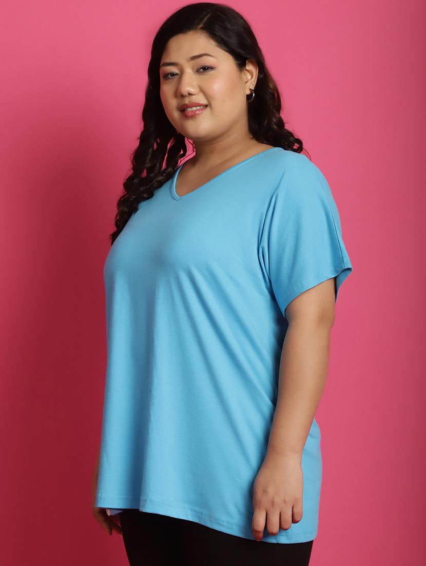 women v-neck solid regular t-shirt - 21497341 - Standard Image - 1