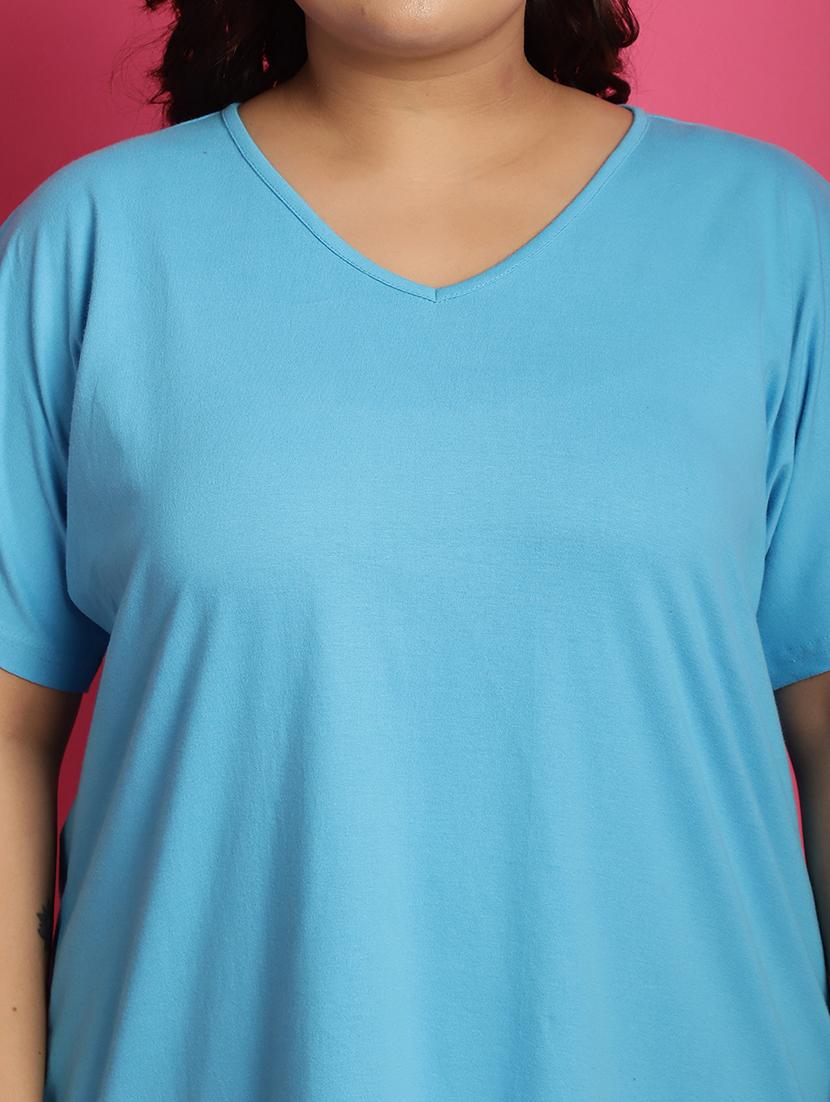 women v-neck solid regular t-shirt - 21497341 - Standard Image - 4