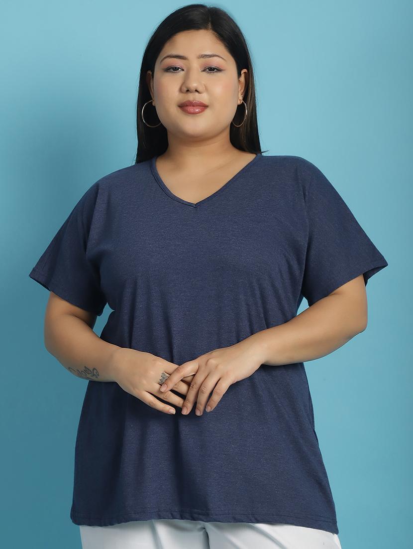 women v-neck solid regular t-shirt - 21497345 - Zoom Image - 0