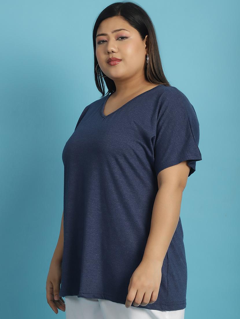 women v-neck solid regular t-shirt - 21497345 -  Standard Image - 1