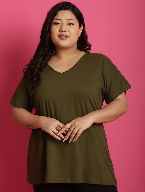 women v-neck solid regular t-shirt - 21497346 - Standard Image - 0
