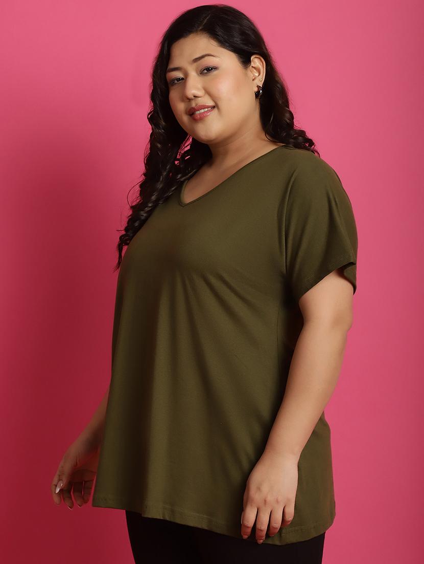 women v-neck solid regular t-shirt - 21497346 - Standard Image - 1