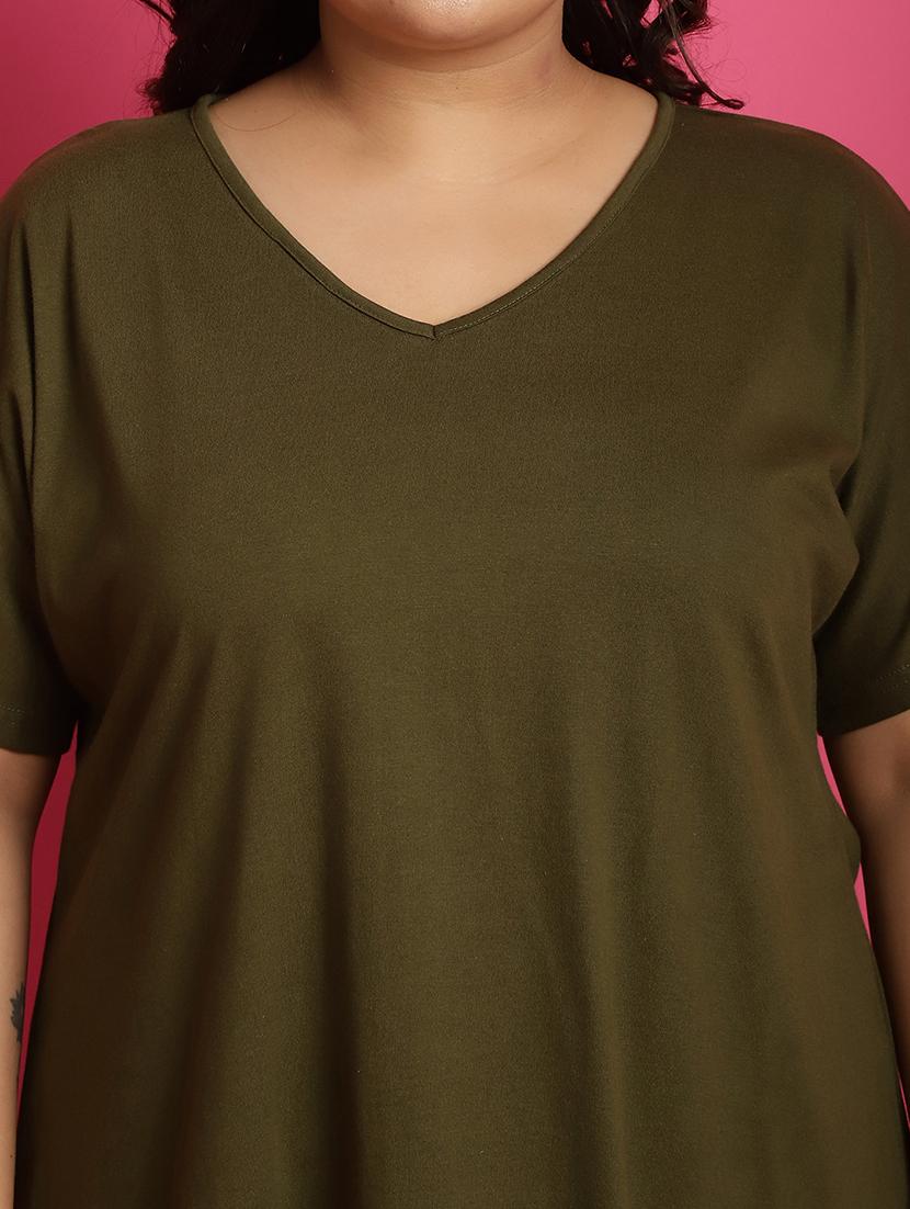 women v-neck solid regular t-shirt - 21497346 - Standard Image - 4
