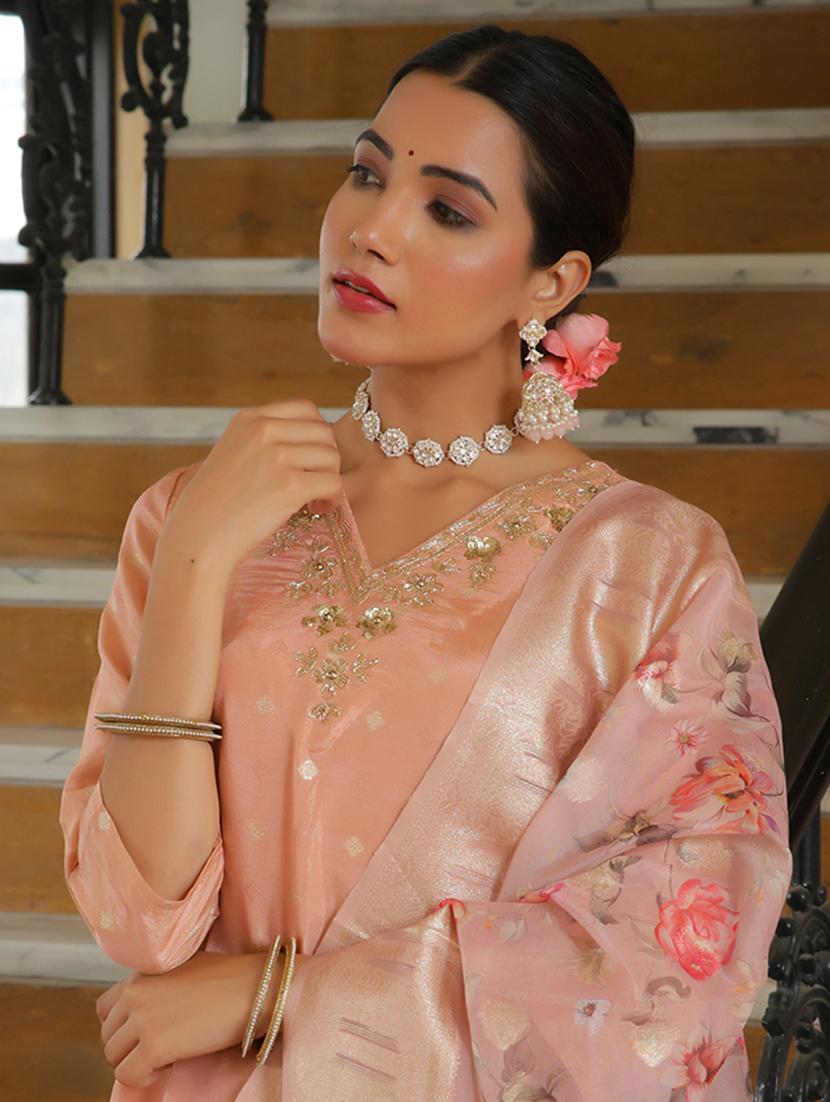 women three quarter sleeve kurta pant with dupatta set - 21497427 - Standard Image - 4