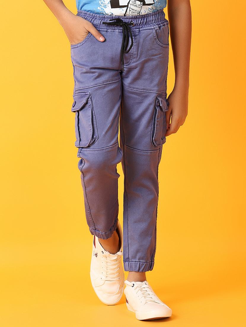 boys grey cotton cargo trouser