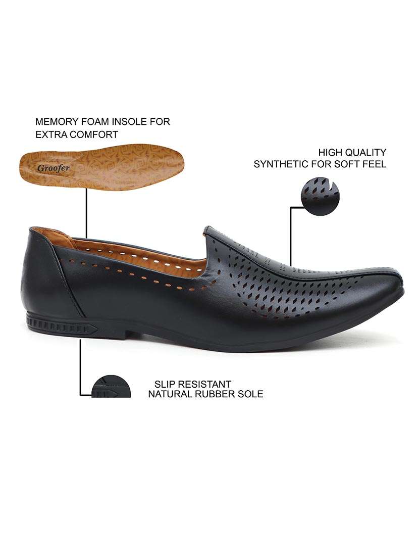 Black Synthetic Slip On Jutis