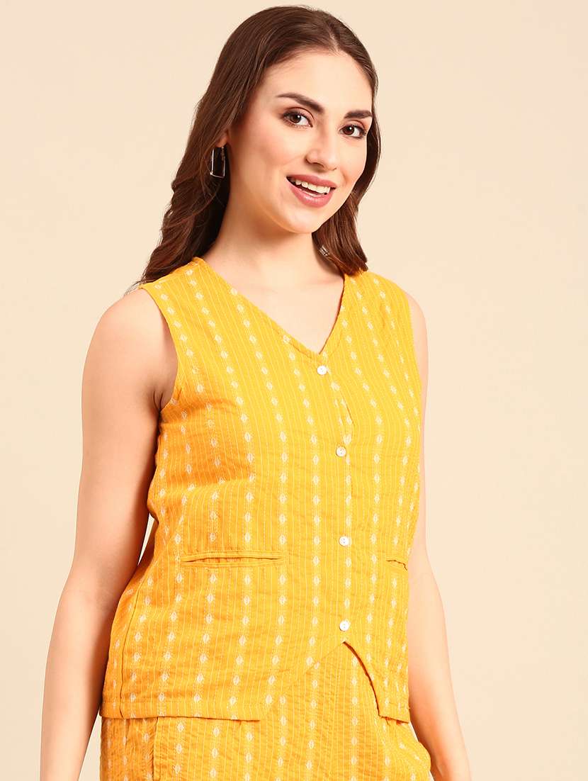 women mustard poly cotton crop top - 21497472 -  Standard Image - 1
