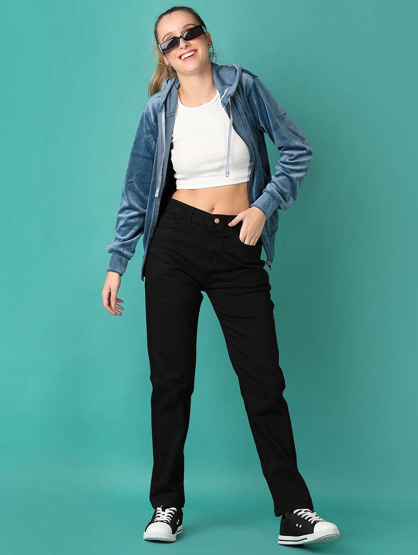 women solid hooded zipper sweatshirt - 21497497 -  Standard Image - 4