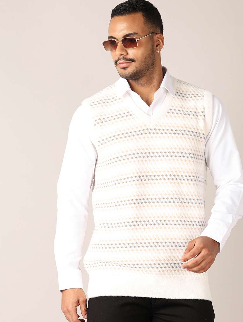 men v-neck self design pullover - 21497510 -  Standard Image - 1