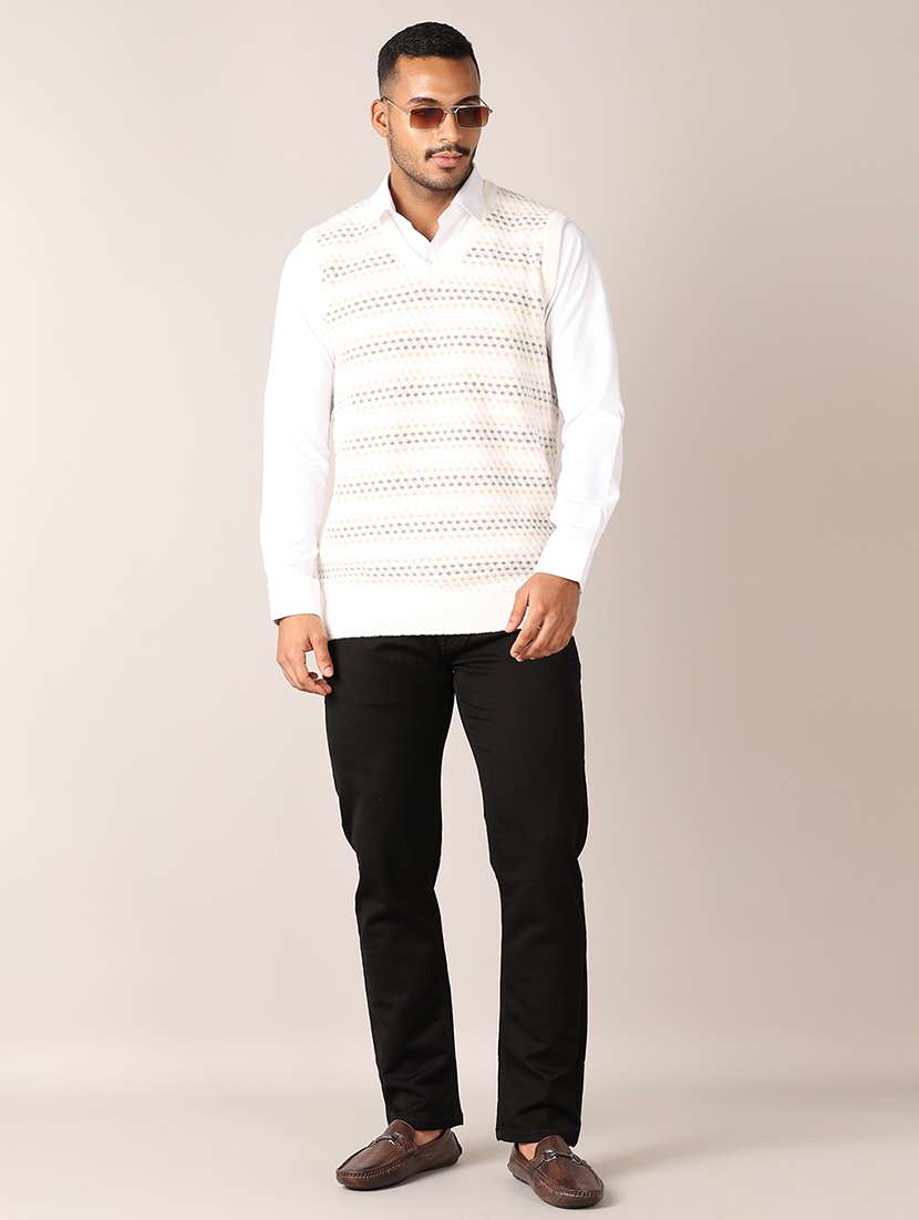 men v-neck self design pullover - 21497510 -  Standard Image - 4