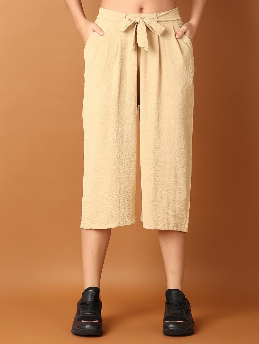 women beige solid capri - 21497586 -  Zoom Image - 0