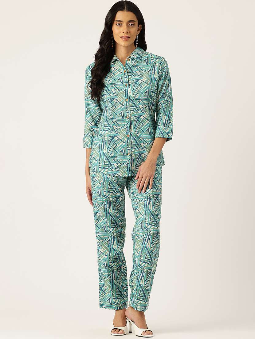 women printed shirt and trouser co-ord set