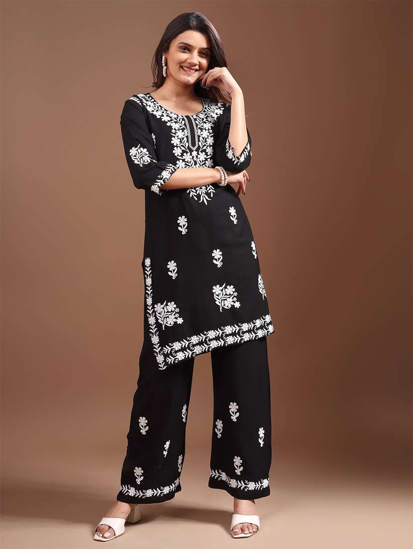 women three quarter sleeve kurta palazzo set  - 21497886 -  Standard Image - 1
