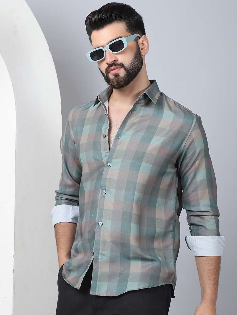 men checkered long sleeve casual shirt - 21497923 -  Standard Image - 1