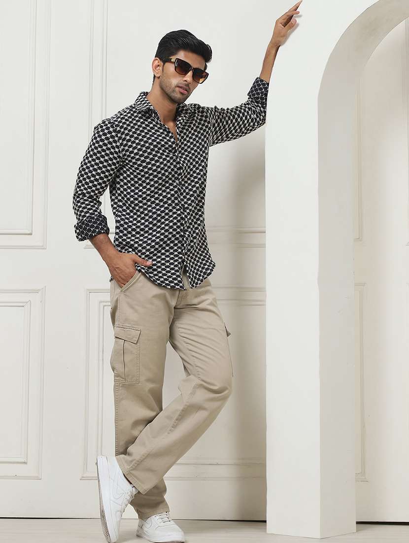 men self design long sleeve casual shirt - 21497932 -  Standard Image - 4