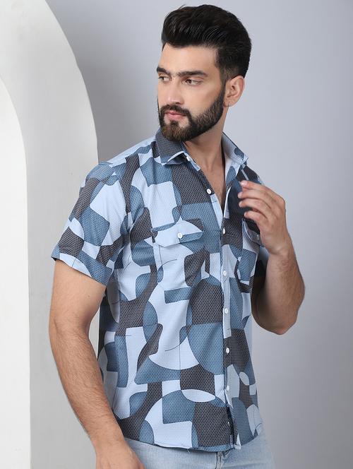 men printed short sleeve casual shirt - 21497939 - Standard Image - 0