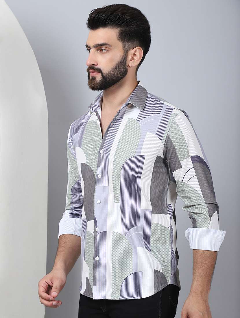 men printed long sleeve casual shirt - 21497940 - Standard Image - 1