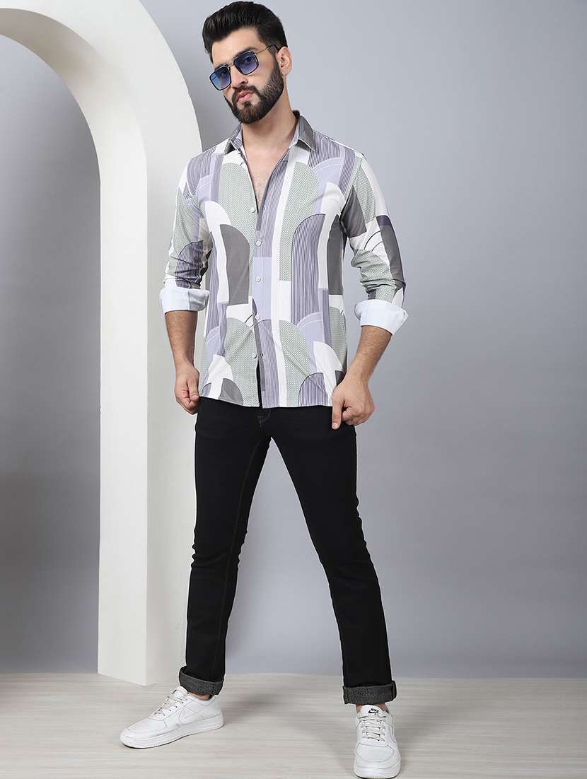 men printed long sleeve casual shirt - 21497940 - Standard Image - 4