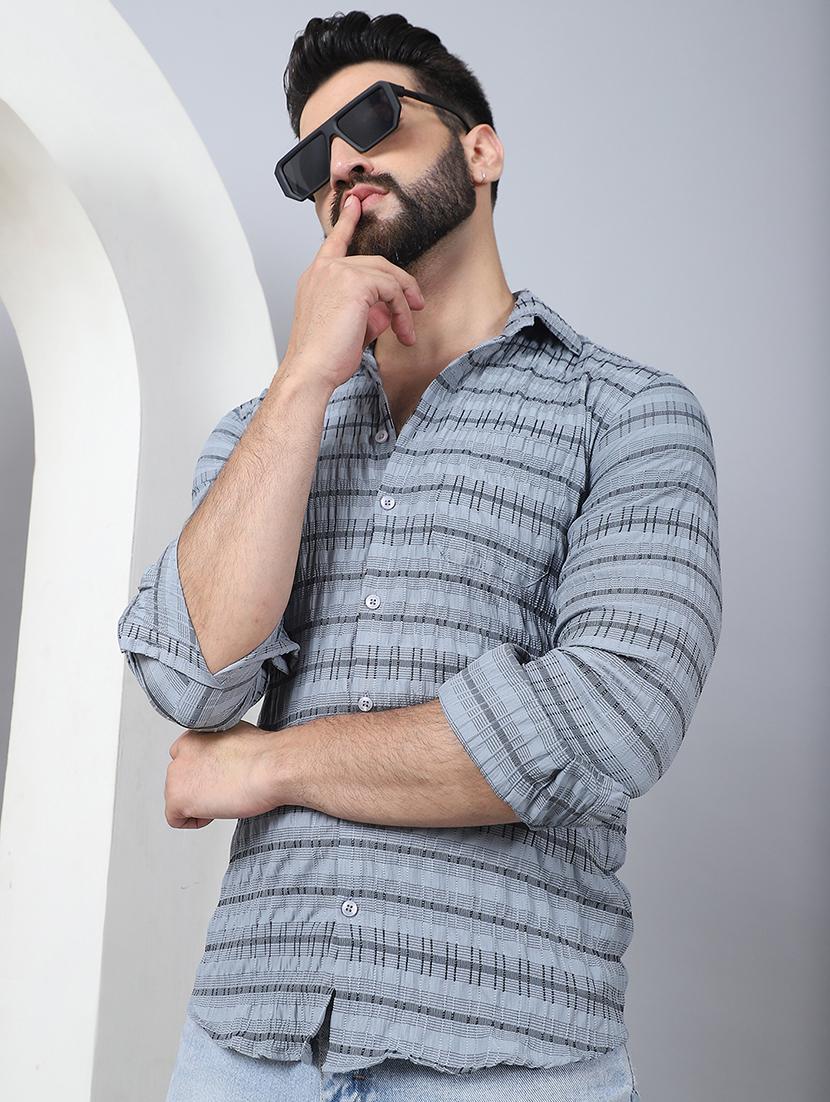 men striped long sleeve casual shirt - 21497946 -  Standard Image - 1