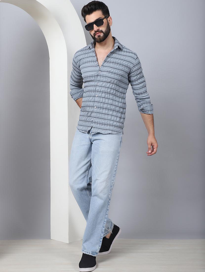 men striped long sleeve casual shirt - 21497946 - Standard Image - 4