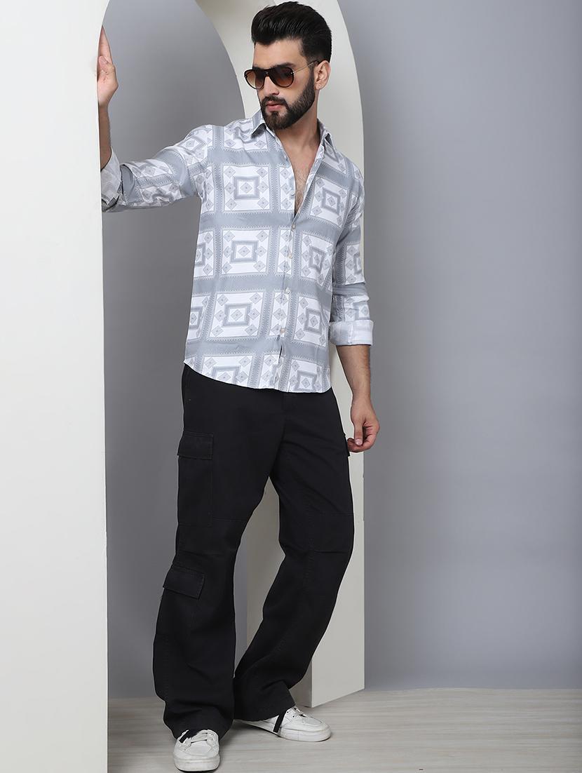 men printed long sleeve casual shirt - 21497949 - Standard Image - 4
