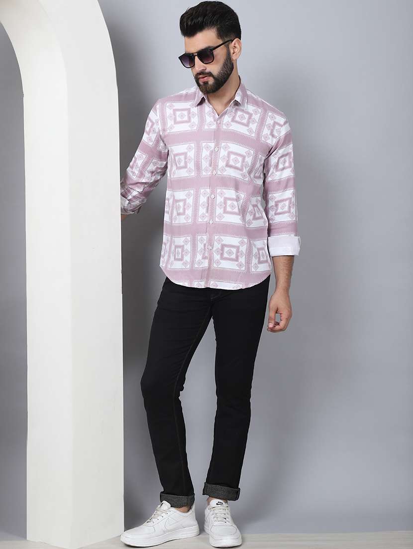 men printed long sleeve casual shirt - 21497950 - Standard Image - 4