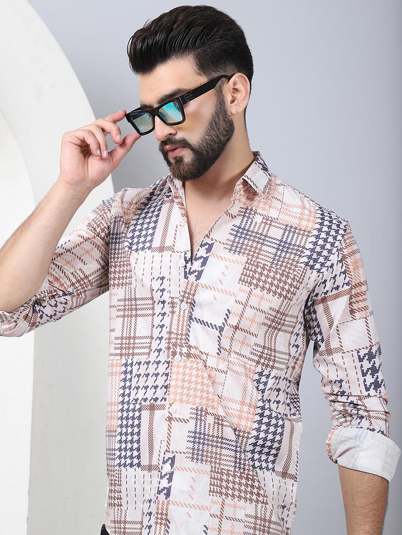 men printed long sleeve casual shirt - 21497952 - Standard Image - 1