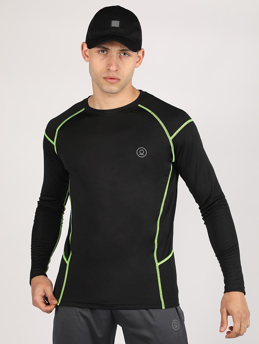 men solid active wear t-shirt