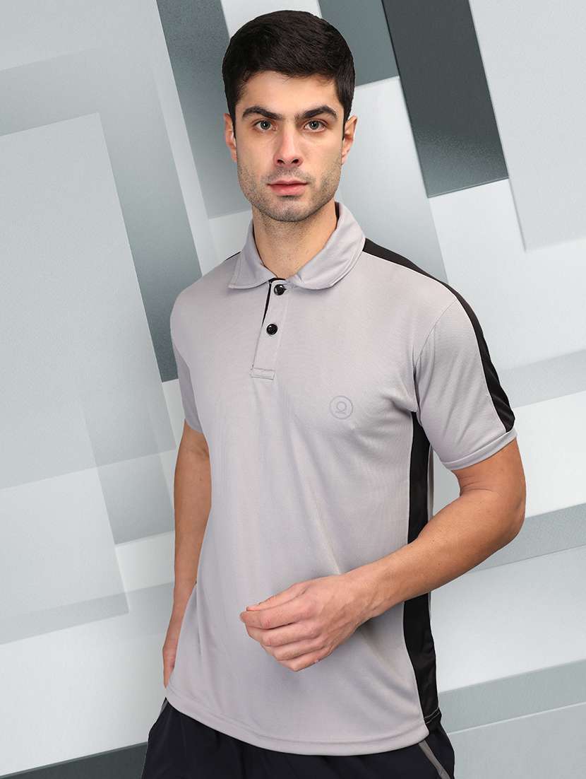 men polo neck taped active wear t-shirt