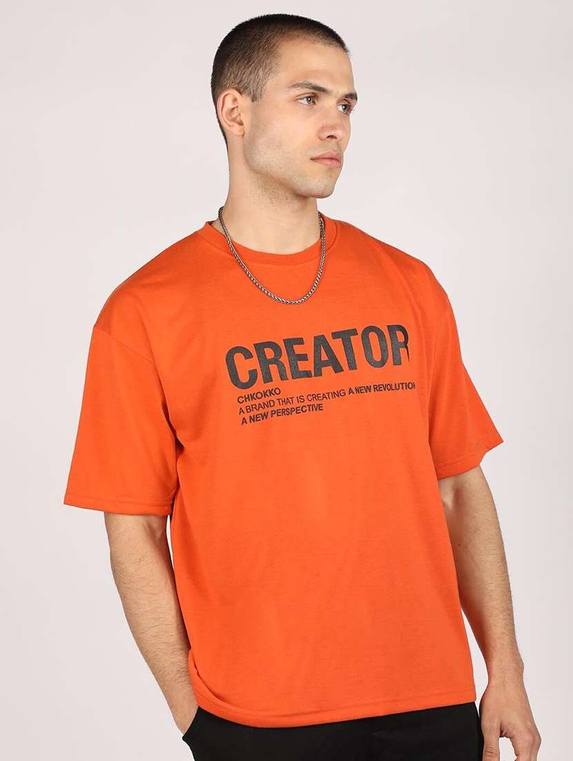 men short sleeve printed oversized t-shirt