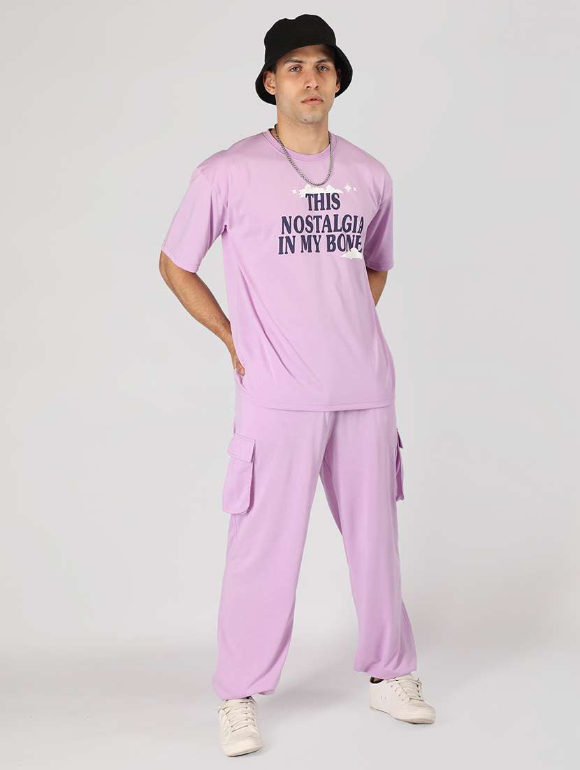 men typograohic printed t-shirt & baggy jogger co-ord set