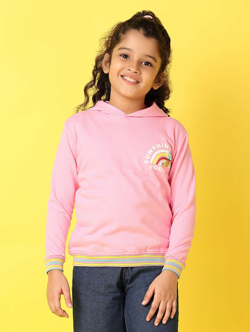 kids pink long sleeves sweatshirt